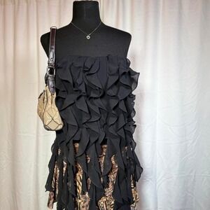 NWT NBD Black Jellyfish Ruffle Corset Top M